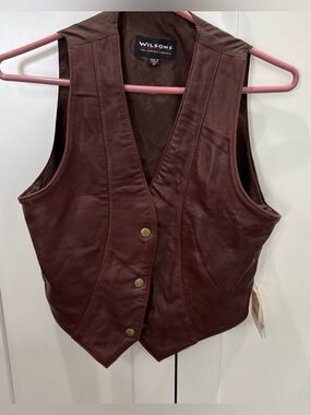 Wilsons The Leather Experts Brown Leather Vest Women's Size Medium, New W/ Tags